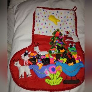 Vintage Christmas Vintage 1970s Peruvian Christmas Stocking 3D Folk Art/handmade